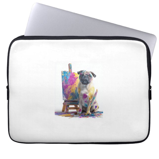 Painter Pug � Abstract Art Dog Laptop Sleeve (Front)