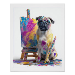 Painter Pug � Abstract Art Dog Poster