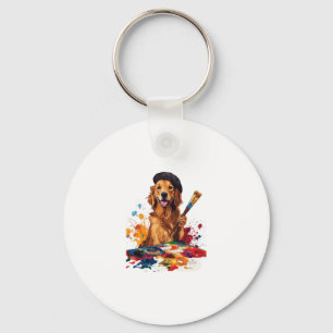 Painter Pup � Artistic Dog with Easel Keychain