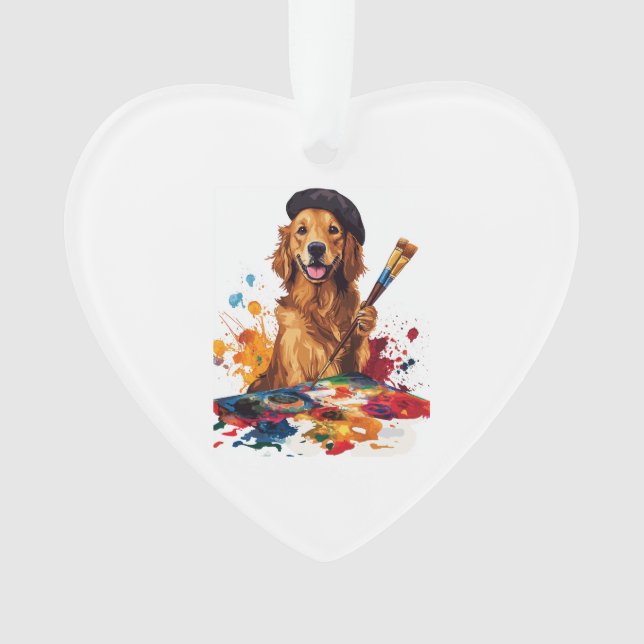 Painter Pup � Artistic Dog with Easel Ornament (Front)