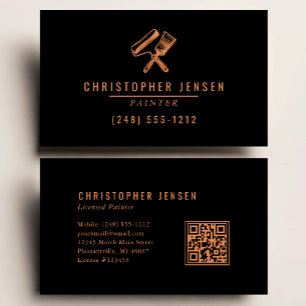 Painter QR Code Painting Business Black Copper Business Card