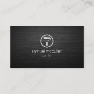 Painter Roller Brush Icon Brushed Metal Skills Business Card