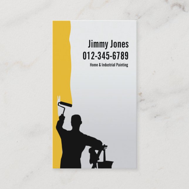 Painter Roller Brush Painting Orange Business Card (Front)