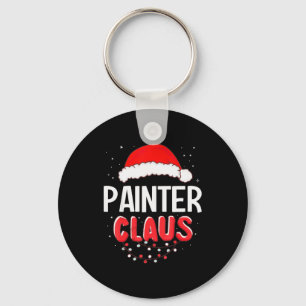 Painter Santa Claus Christmas Matching Costume Keychain