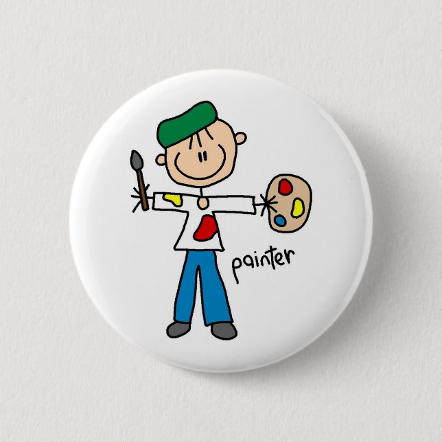 Painter Stick Figure 2 Inch Round Button (Front)