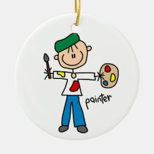 Painter Stick Figure Ceramic Ornament