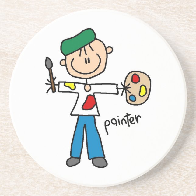 Painter Stick Figure Coaster (Front)