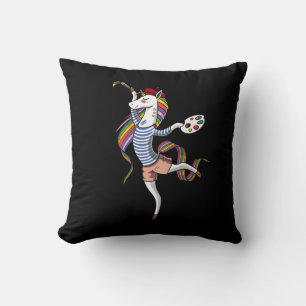 Painter Unicorn Artist Painting Art Student Throw Pillow