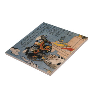 Painter who likes Cats, Utagawa Kuniyoshi Tile