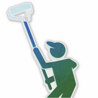 Painter with Paint Roller Sticker 