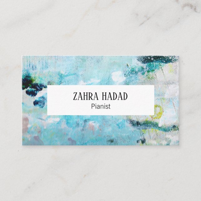 Painterly abstract business card in blue (Front)