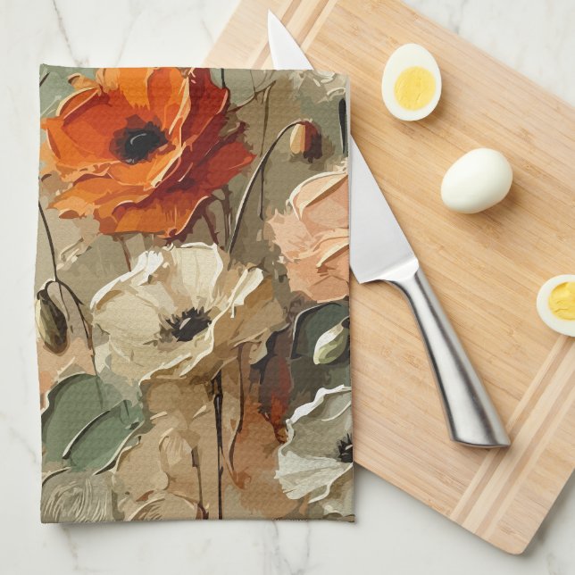 Painterly Bloomscape Kitchen Towel (Quarter Fold)
