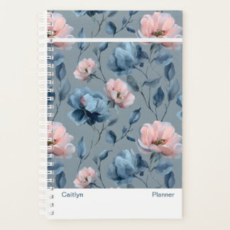 Painterly Blue and Pink Floral Small Planner