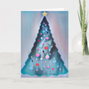 Painterly Christmas Tree Happy Holidays  Card