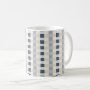 Painterly Coastal Blue Plaid Seamless Pattern Coffee Mug