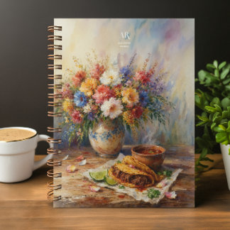 Painterly Floral Birria Tacos | Custom Monogram Notebook