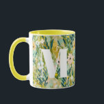 Painterly Green Flower Watercolor Pattern Monogram Mug<br><div class="desc">Start your day surrounded by sunshine and blooms. This botanical floral initial mug features a lush pattern of hand-painted wildflowers and greenery in shades of soft yellow, sage, and cream. A bold white initial makes it personal yet stylish, perfect for home, office, or gifting. Ideal for birthdays, Mother’s Day, or...</div>