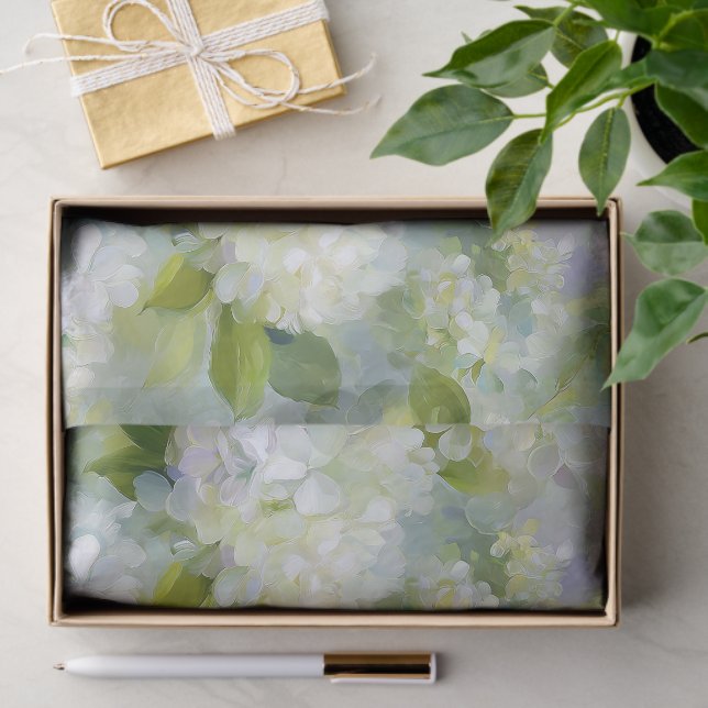 Painterly Hydrangea pattern Tissue Paper (Gift)