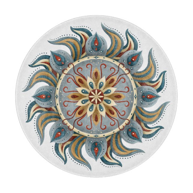 Painterly Mandala Cutting Board (Front)