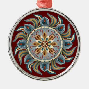 Painterly Mandala Metal Ornament