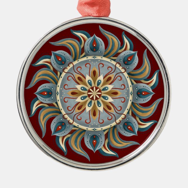 Painterly Mandala Metal Ornament (Front)