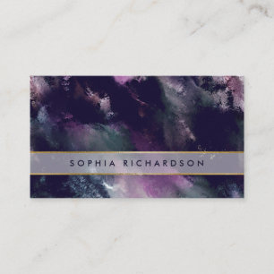 Painterly Modern Dark Paint Strokes and Gold Business Card