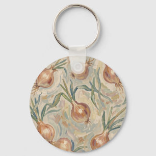 Painterly Onion Pattern Impressionist Art Keychain