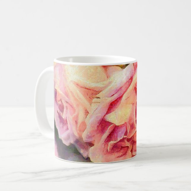 Painterly Pink Roses  Coffee Mug (Front Left)
