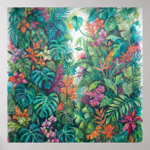 Painterly Rainforest Botanical Garden Art Poster
