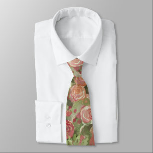 Painterly roses tie