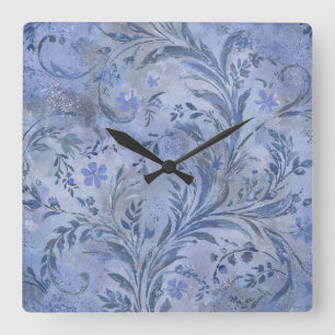 Painterly Smokey Blue Dreamy Hues  Square Wall Clock
