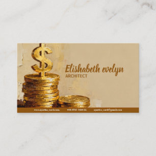 Painterly Stack of Gold Coins f632 Business Card