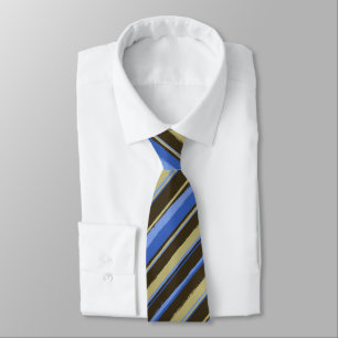 Painterly Striped Brown, Khaki & Peri Two-Sided Tie