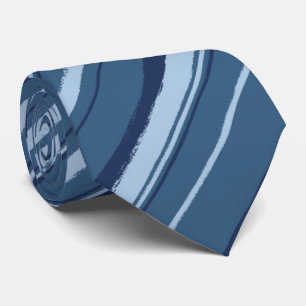Painterly Striped Denim Blues Two-Sided Tie
