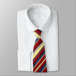 Painterly Striped Red, Navy & Yellow Two-Sided Tie
