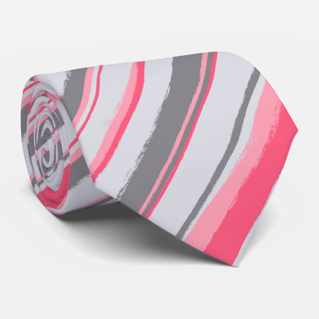 Painterly Striped Salmon Two-Sided Wedding Tie (Rolled)