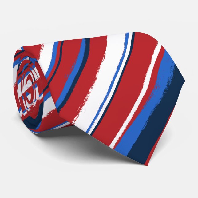 Painterly Striped Two-sided Printed Tie (Rolled)