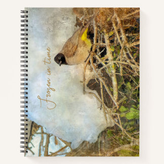 Painterly Style Winter Bird With Customizable Text Notebook