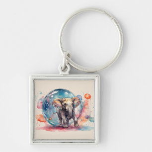 Painterly The Elephant Painting Creative Elephant Keychain