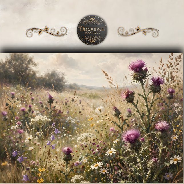 Painterly Thistle Wildflower Decoupage Tissue Paper (Painterly Thistle Wildflower Decoupage Tissue Paper)