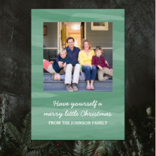 Painterly Watercolor Holiday Photo Card   Green