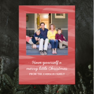 Painterly Watercolor Holiday Photo Card   Red