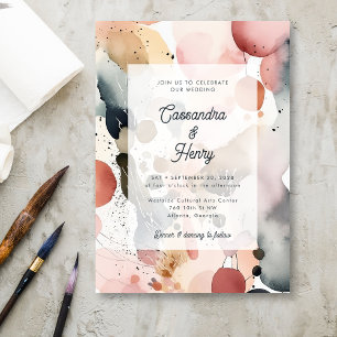 Painterly Watercolor Modern Pastel Spring Wedding Invitation