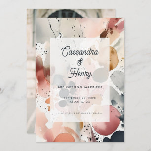 Painterly Watercolor Modern Pastel Wedding Photo Save The Date