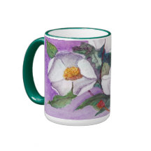 Painterly White Southern Magnolias on Lavender