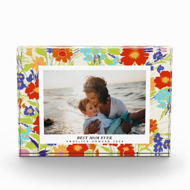 Painterly Wildflower Frame Mother's Day Gift Photo Block (Front)