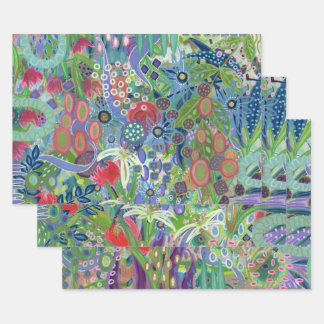 Painterly Wrapping Paper Flat Sheet Set of 3 