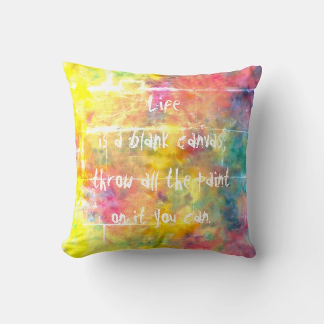 [Painter's Cloth] Rainbow Tie-Dye Accent Throw Pillow (Front)
