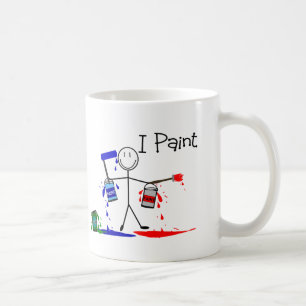 Painters Gifts "I Paint" Stick People Design Coffee Mug