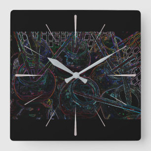 Painter's jars square wall clock